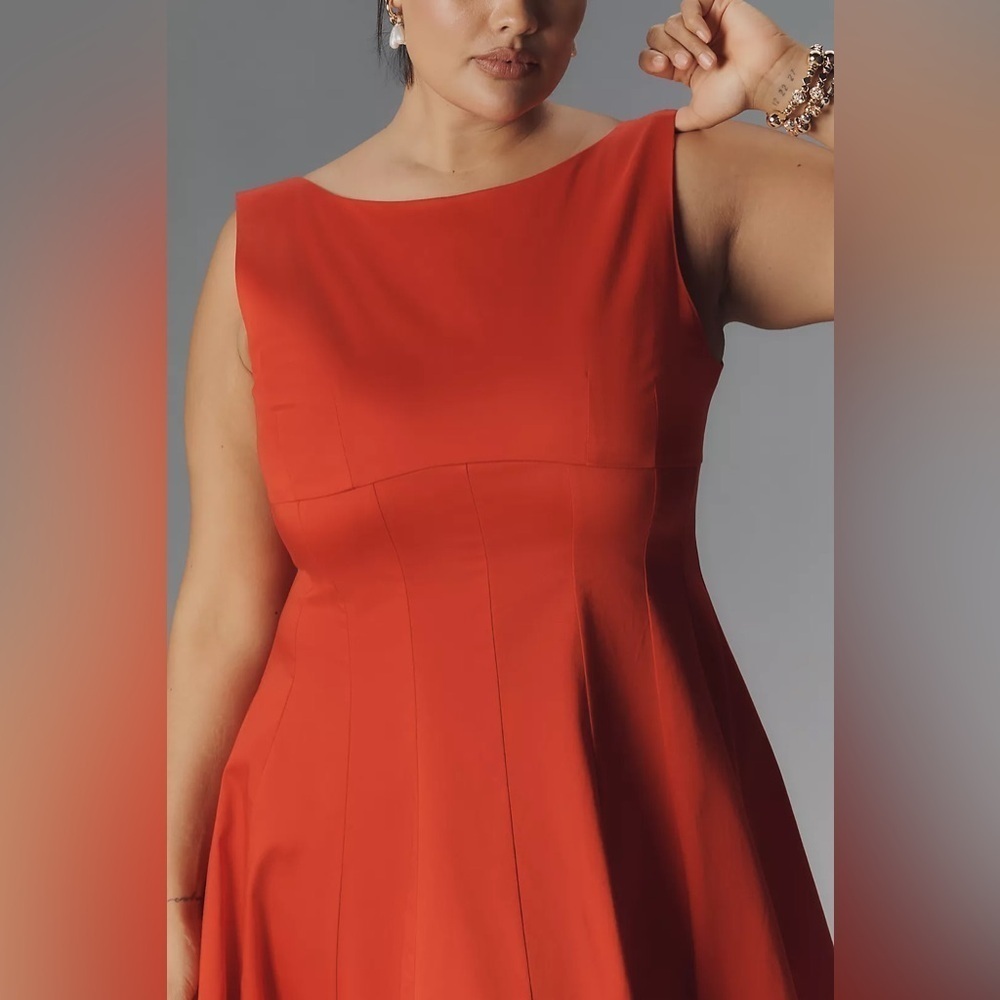 NWT! By Anthropologie Boat-Neck Drop-Waist Midi Dress -Multiple Sizes 💎 - Picture 5 of 11
